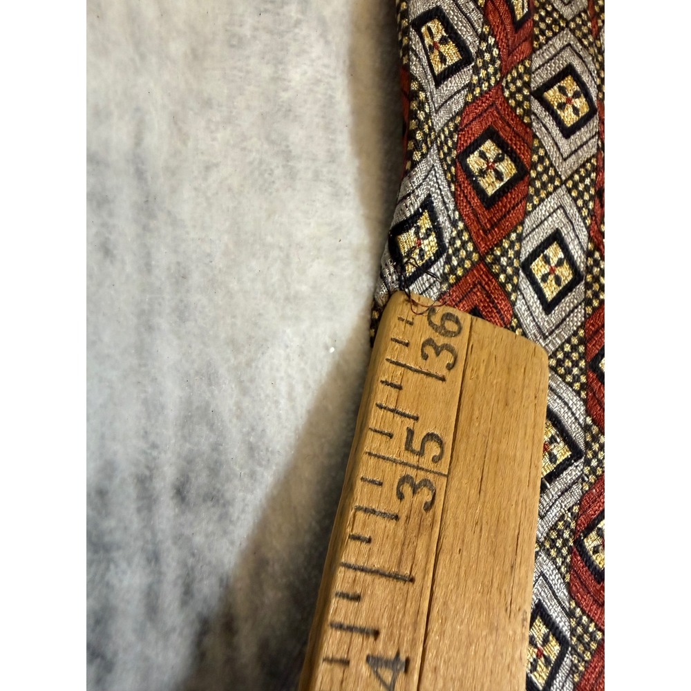 Ermenegildo Zegna Silk Tie Red Silver Gold Geometric Diamond Pattern Italy - Picture 6 of 8